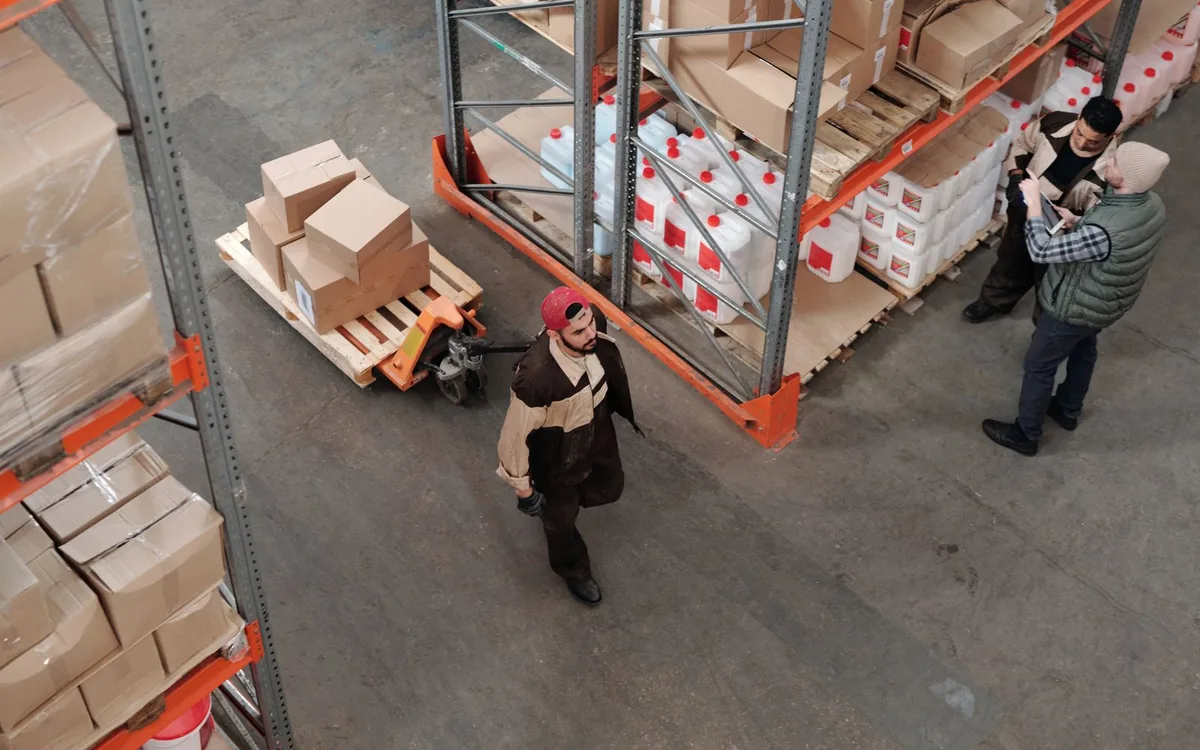 Warehouse aisles and inventory shelves supporting business operations